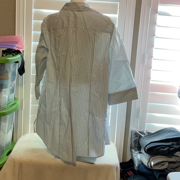 Lane Bryant Blue and White Striped Button Down Shirt - Picture 4 of 7